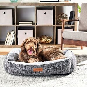 Vibrant Life Large Dog Bed, Bolster Dog Bed for Large Dogs, 36" x 27"BlackGray